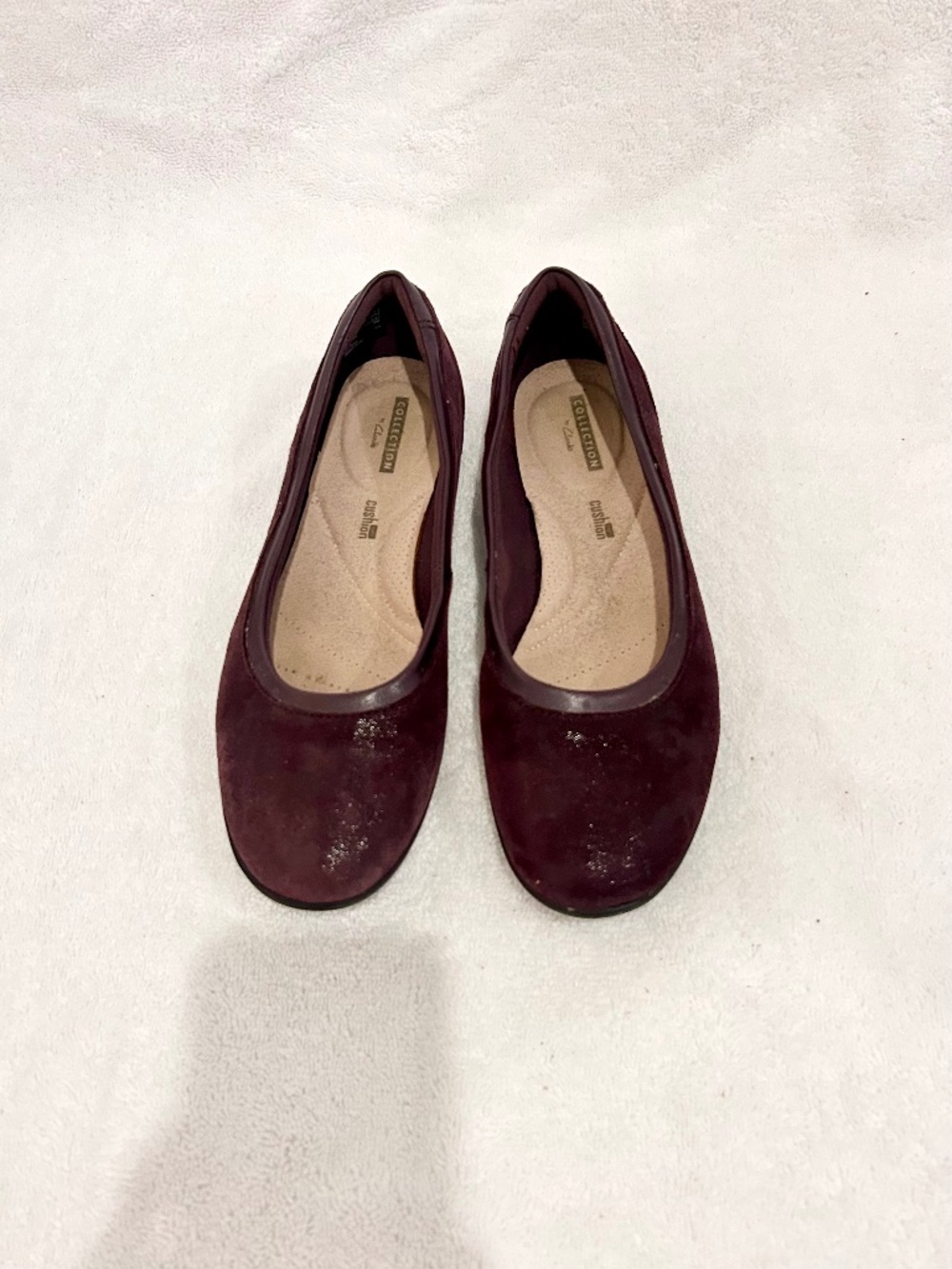 Clarks ballet flats burgundy maroon shiny sz 7.5